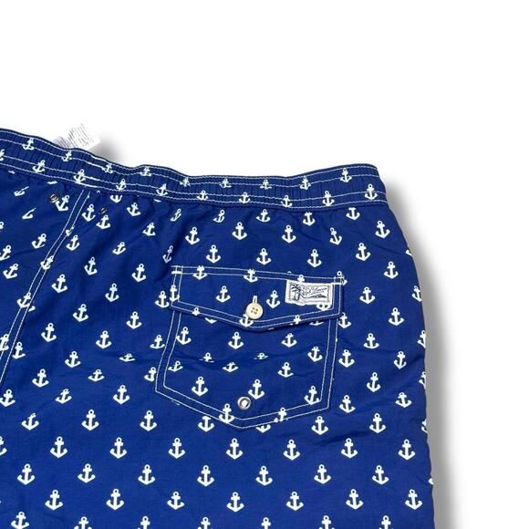 Polo Ralph Lauren Anchor Print Swim Trunks Sz 3XB Big Navy Blue Nautical Shorts - Picture 3 of 11